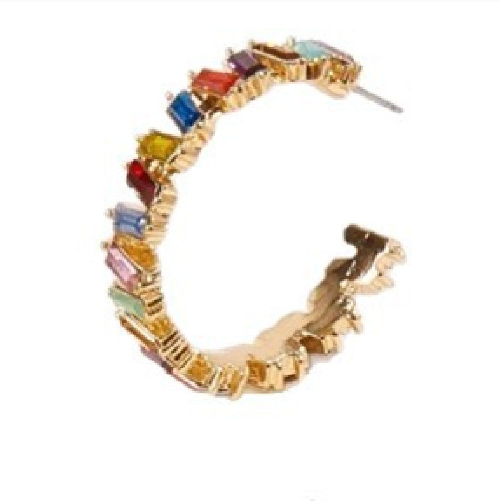 Radiance Collection: Multicolored Cubic Zirconia Semi-Circle Studs