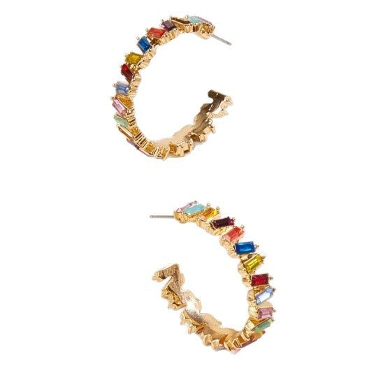 Radiance Collection: Multicolored Cubic Zirconia Semi-Circle Studs